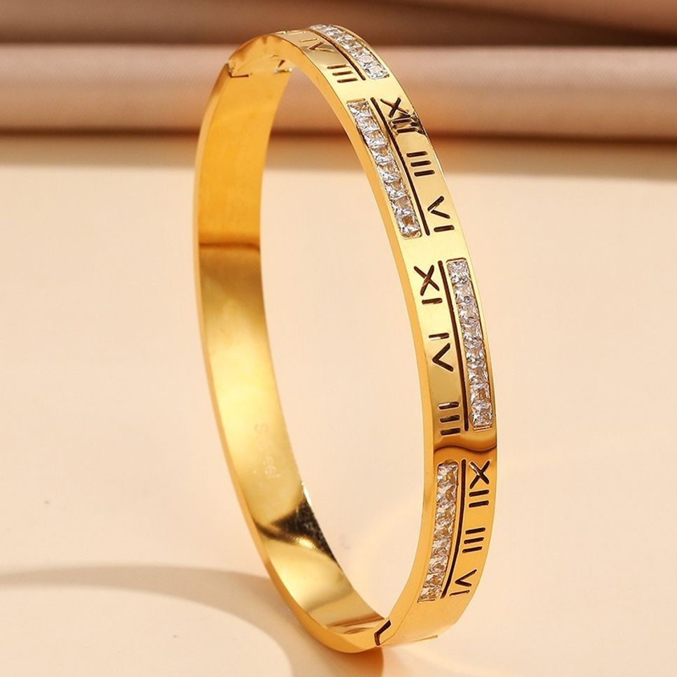 MYKI Roman Numbers Elegant Diamond Kada Bracelet (MKBRAD424)