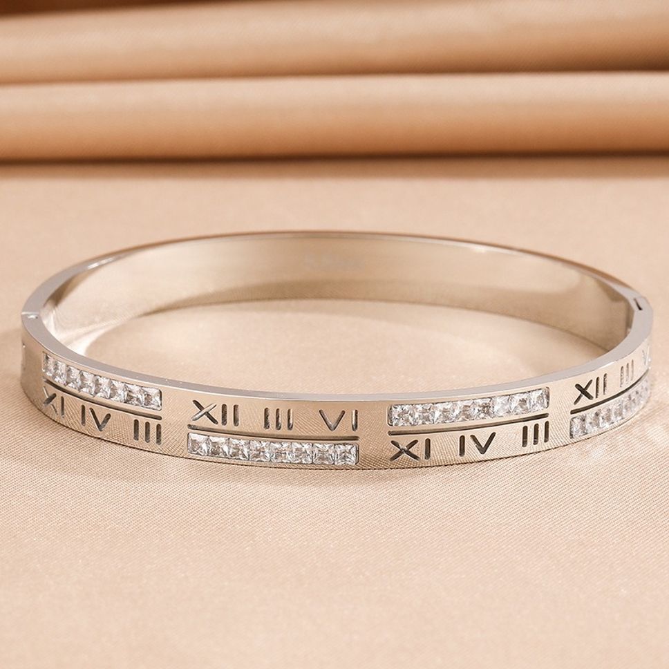 MYKI Roman Numbers Elegant Diamond Kada Bracelet (MKBRAD424)