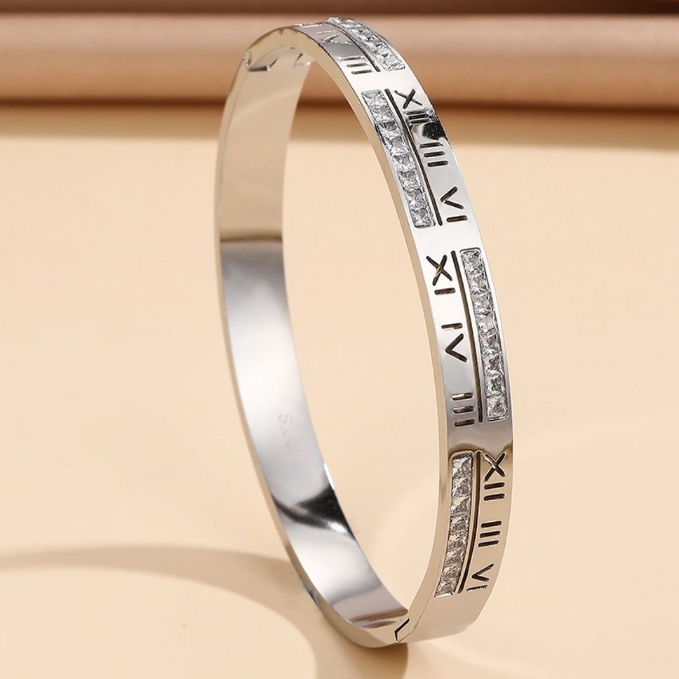 MYKI Roman Numbers Elegant Diamond Kada Bracelet (MKBRAD424)