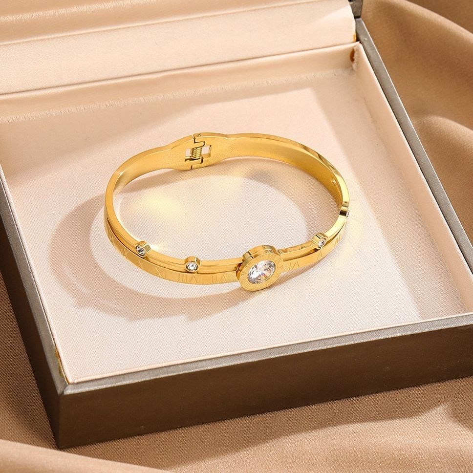 MYKI Realistic Roman Numbers Diamond Kada Bracelet (MKBRAD427)