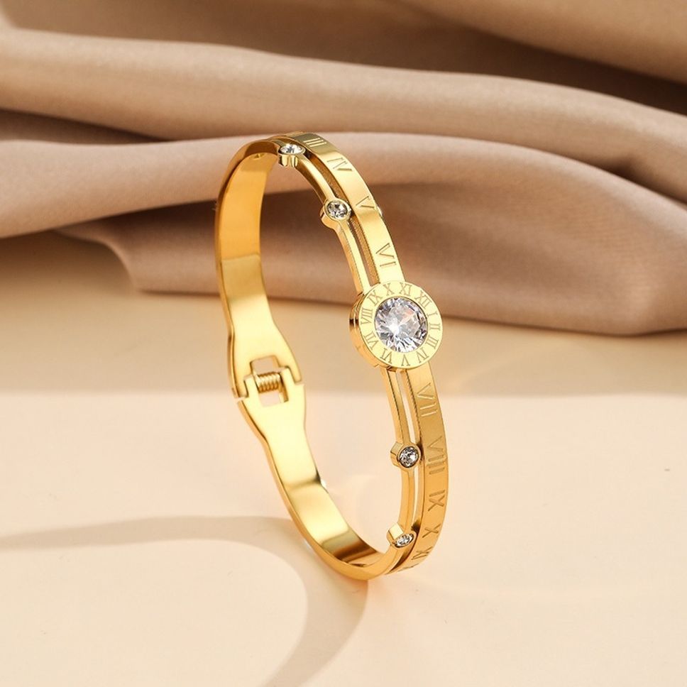 MYKI Realistic Roman Numbers Diamond Kada Bracelet (MKBRAD427)
