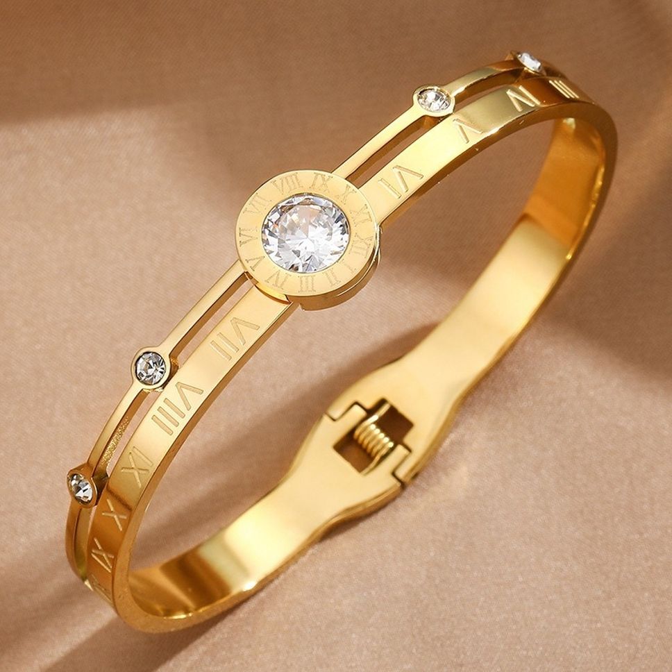 MYKI Realistic Roman Numbers Diamond Kada Bracelet (MKBRAD427)