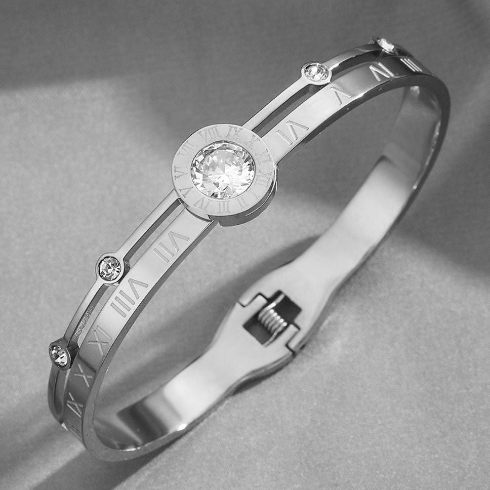 MYKI Realistic Roman Numbers Diamond Kada Bracelet (MKBRAD427)