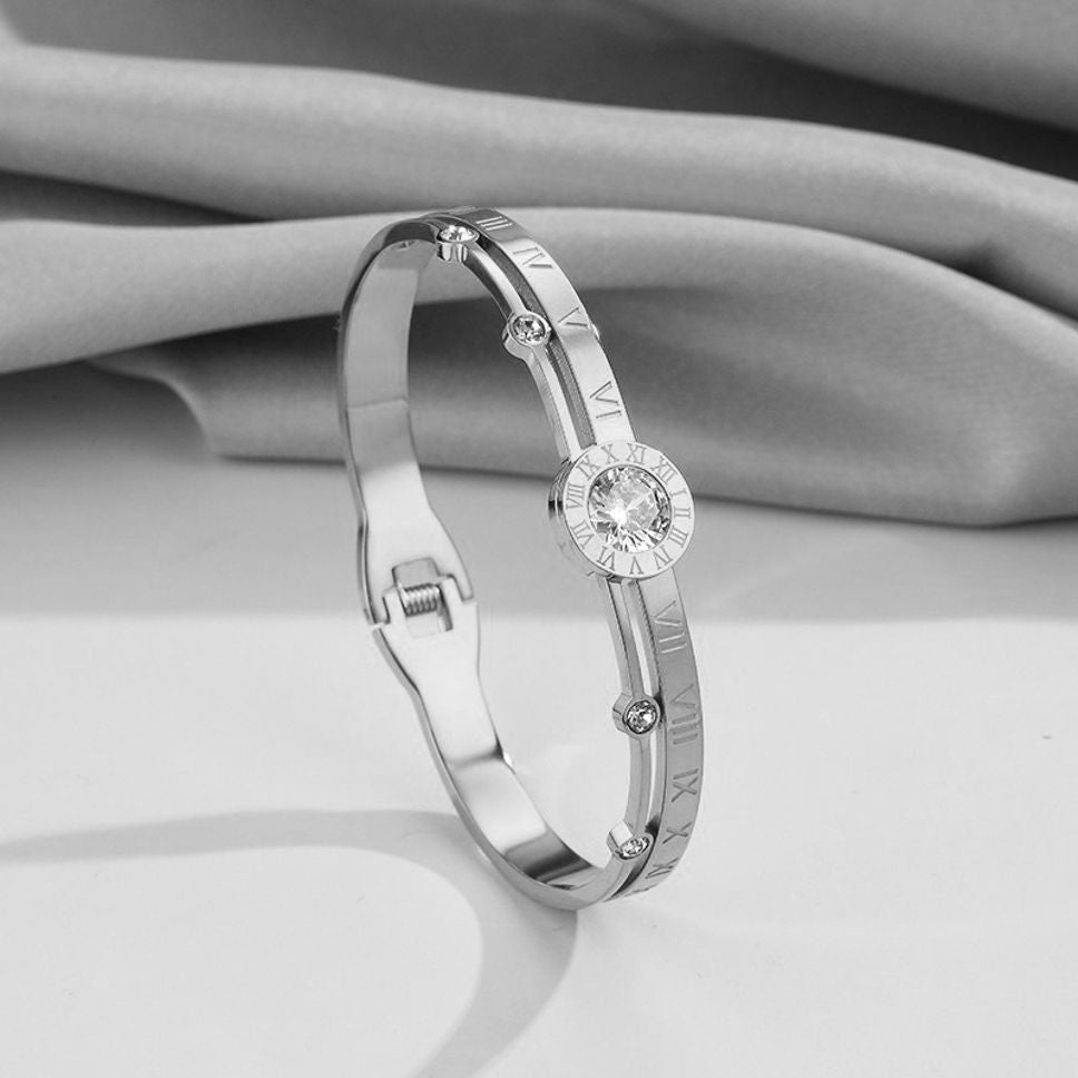 MYKI Realistic Roman Numbers Diamond Kada Bracelet (MKBRAD427)