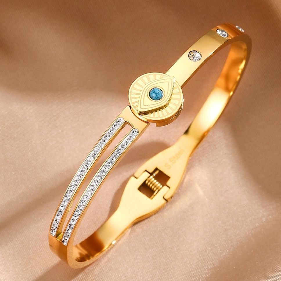 MYKI Fashionable Evil Eye Diamond Kada Bracelet (MKBRAD428)