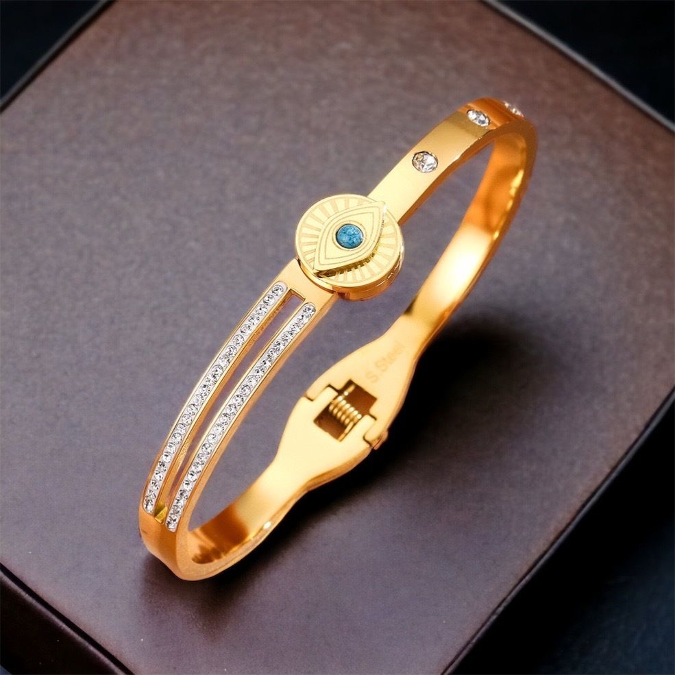 MYKI Fashionable Evil Eye Diamond Kada Bracelet (MKBRAD428)
