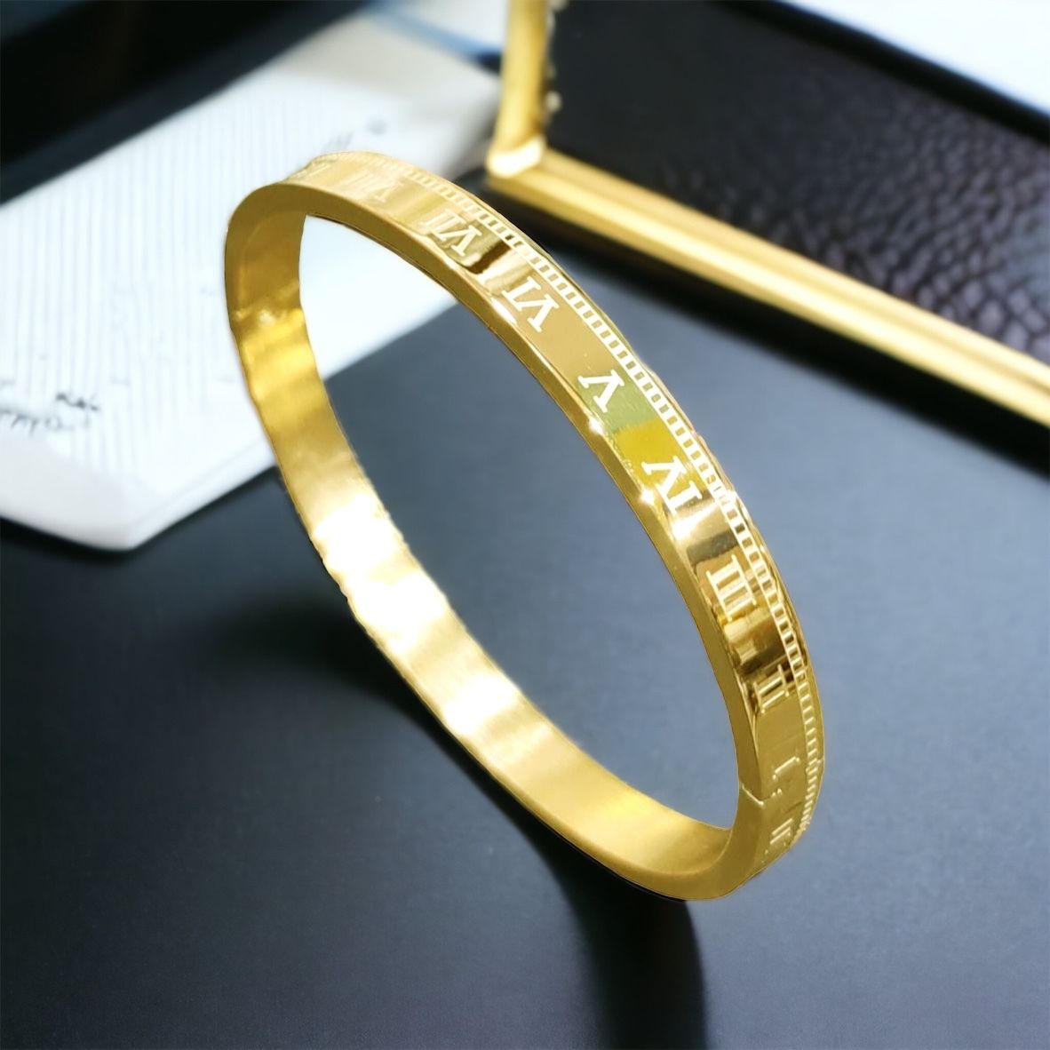 MYKI Startling Roman Love Unisex Bracelet (6 mm thickness, 2.4 diameter) (MKBRAD468G)