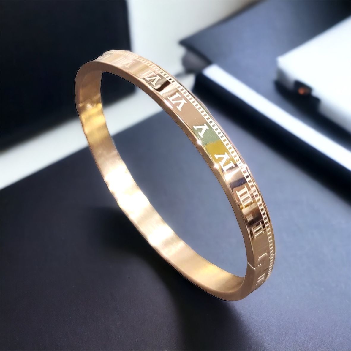 MYKI Startling Roman Love Unisex Bracelet (6 mm thickness, 2.4 diameter) (MKBRAD468RG)