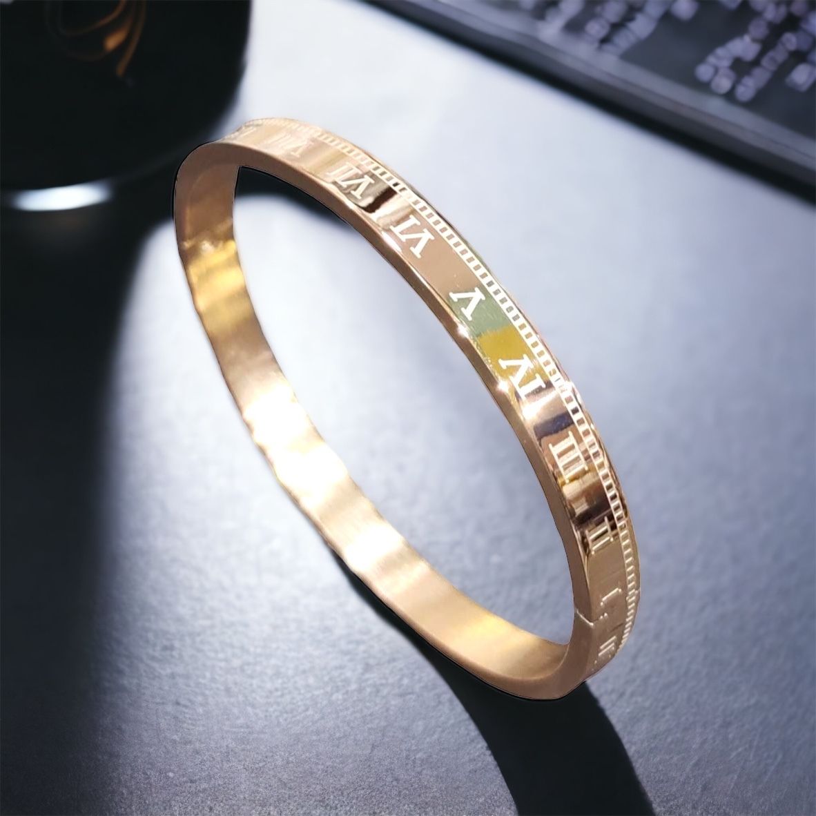 MYKI Startling Roman Love Unisex Bracelet (6 mm thickness, 2.4 diameter) (MKBRAD468RG)