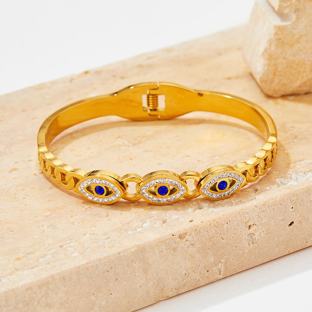 MYKI Pretty Evil Eye Diamond Kada Bracelet (MKBRAD487G)
