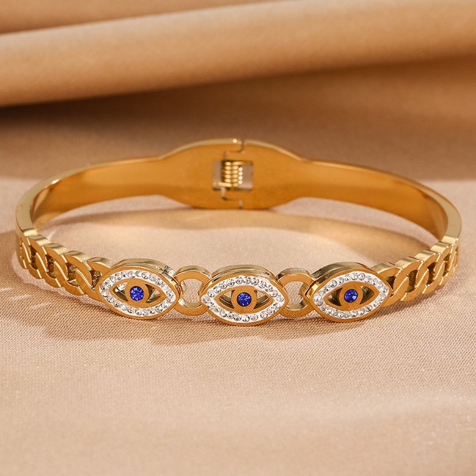 MYKI Pretty Evil Eye Diamond Kada Bracelet (MKBRAD487G)