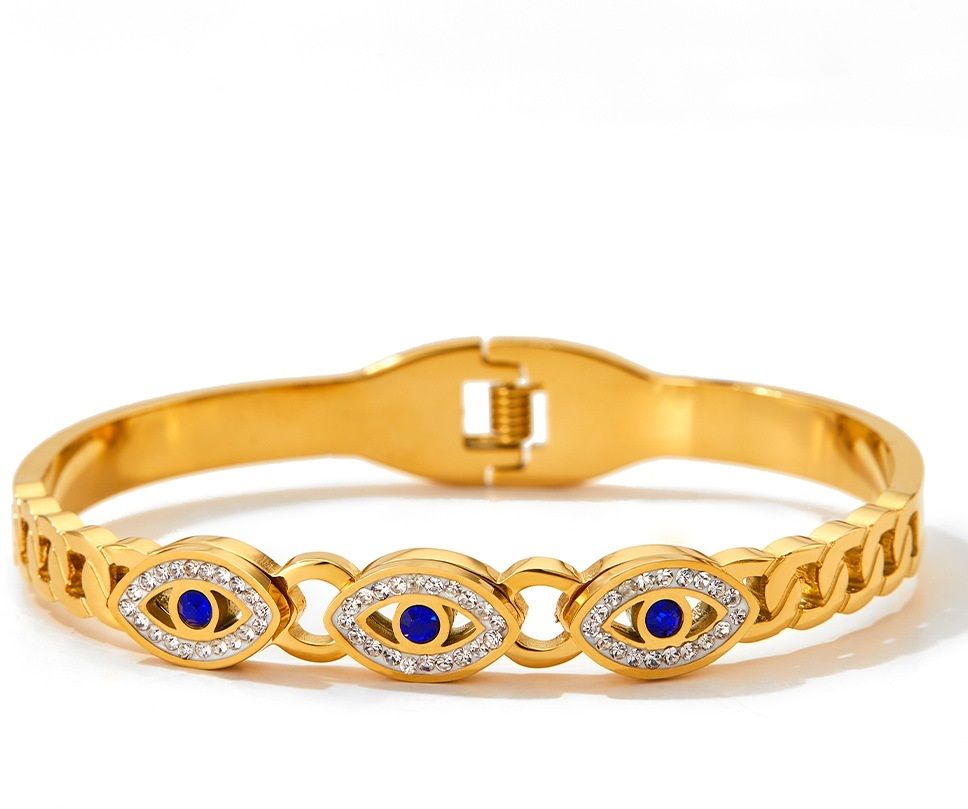 MYKI Pretty Evil Eye Diamond Kada Bracelet (MKBRAD487G)