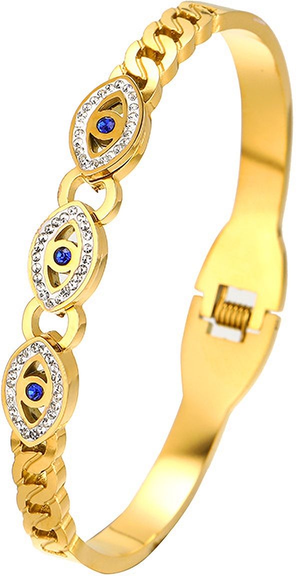 MYKI Pretty Evil Eye Diamond Kada Bracelet (MKBRAD487G)
