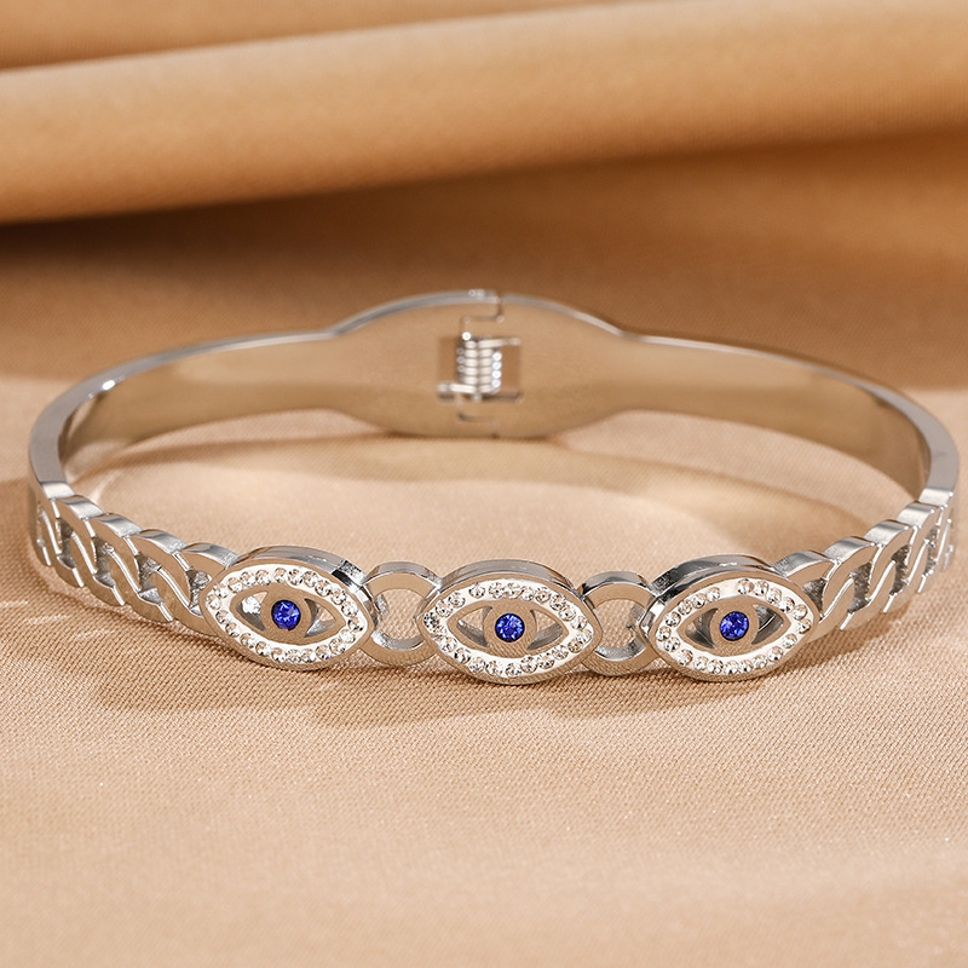 MYKI Pretty Evil Eye Diamond Kada Bracelet (MKBRAD487S)