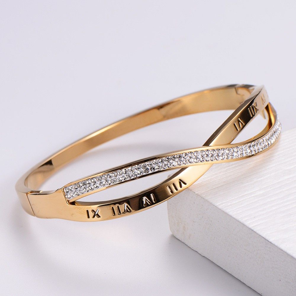 MYKI Roman Diamond Rosegold plated Kada Bracelet (MKBRAD327G)