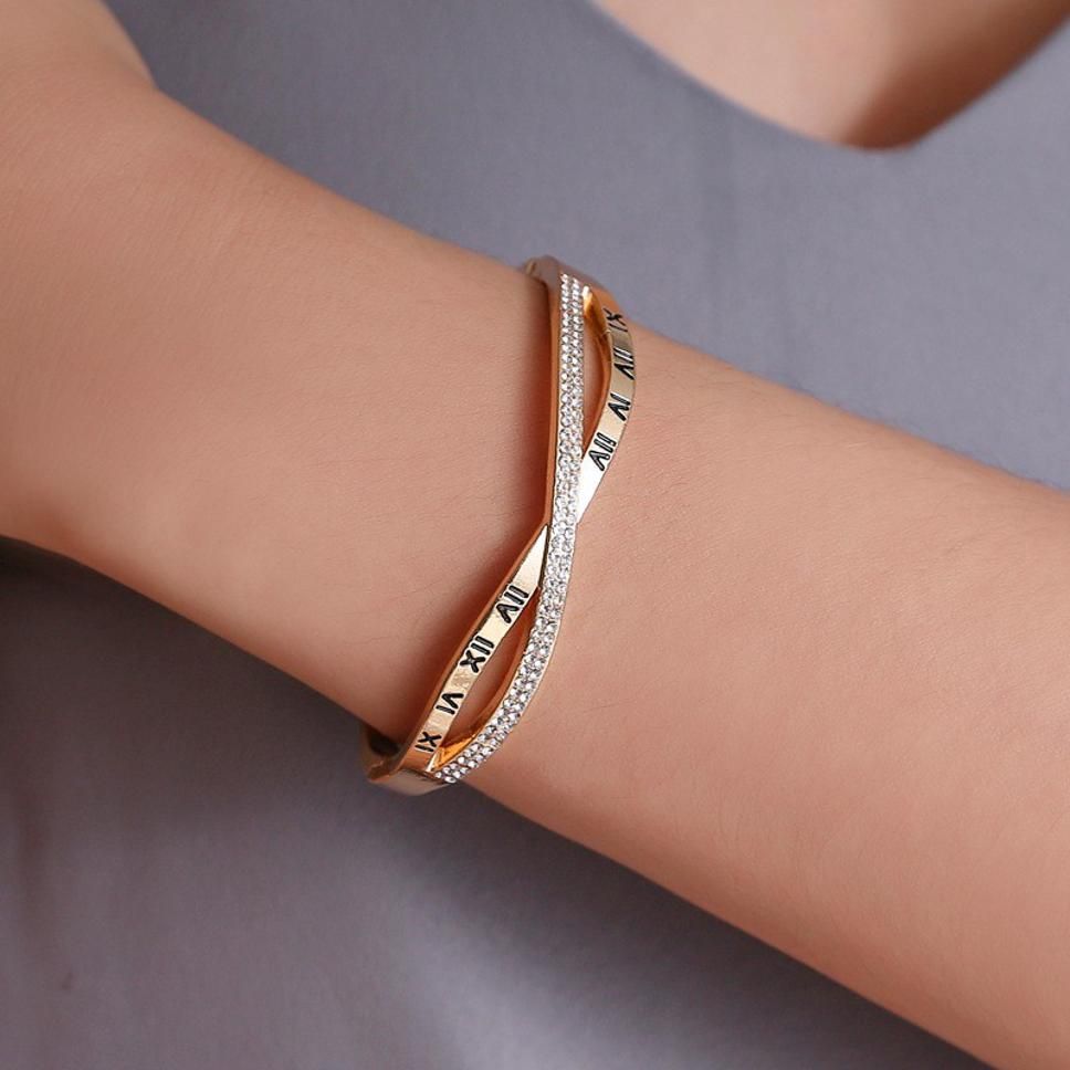 MYKI Roman Diamond Rosegold plated Kada Bracelet (MKBRAD327G)
