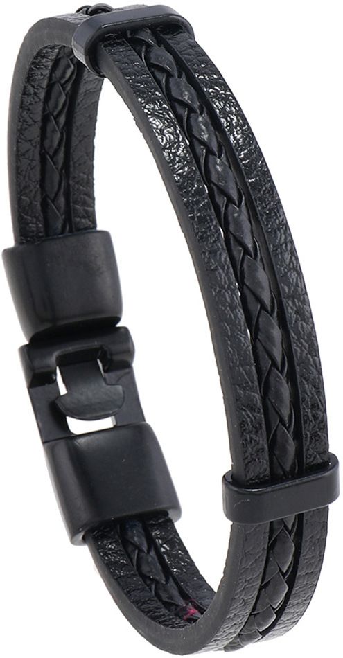 MYKI Handsome Leather Bracelet (MKMBR144BLACK)