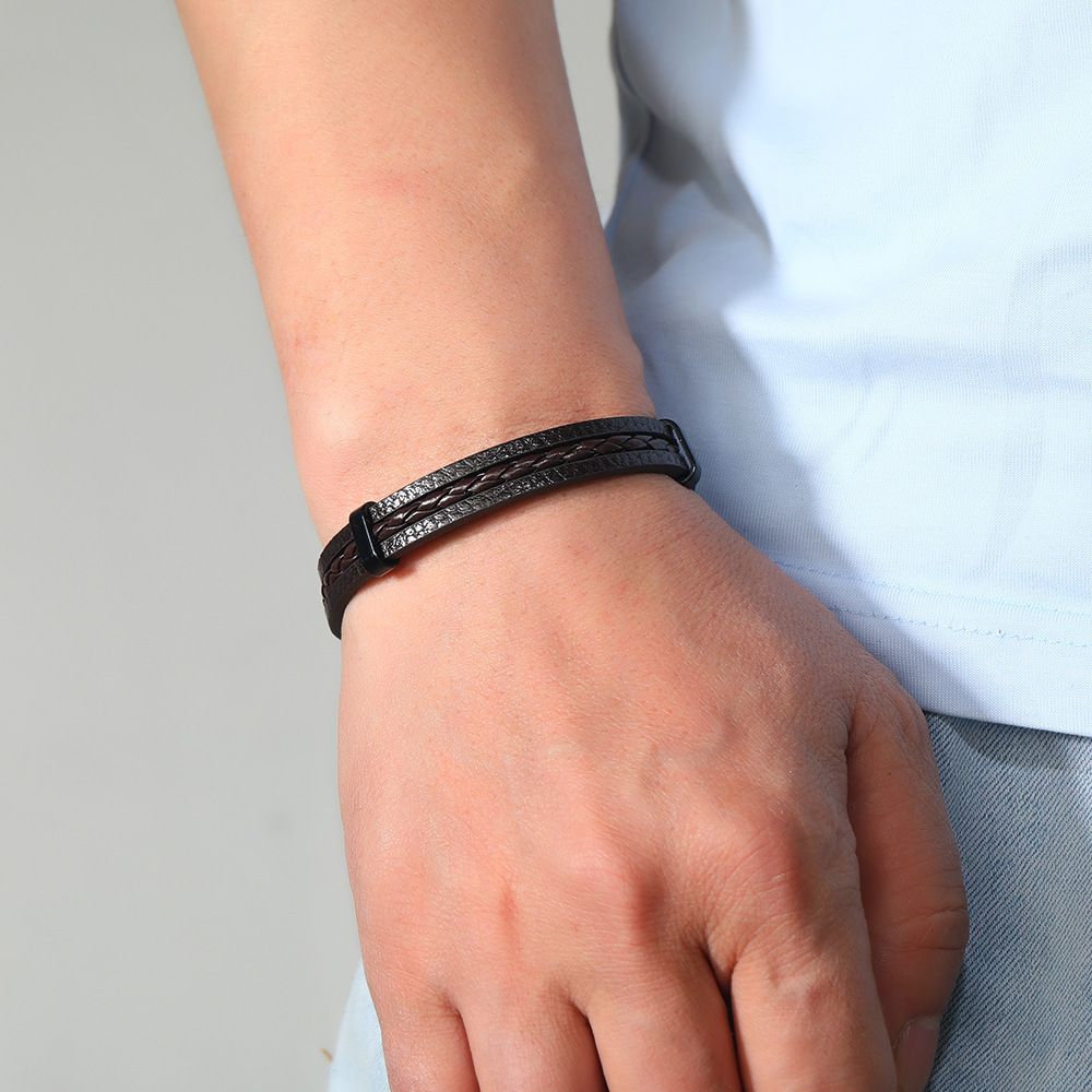 MYKI Handsome Leather Bracelet (MKMBR144BLACK)
