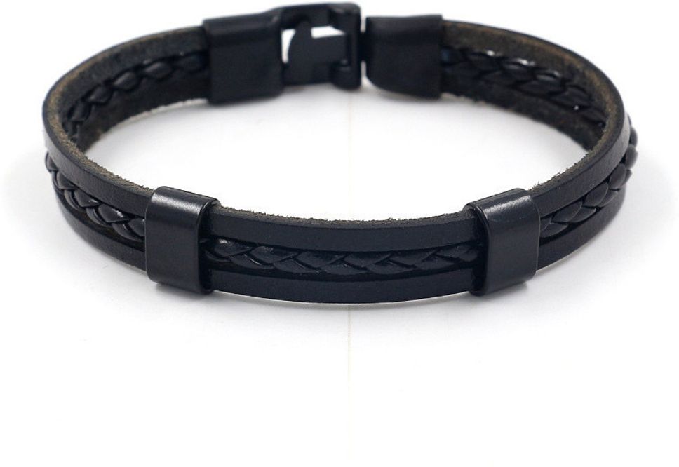 MYKI Handsome Leather Bracelet (MKMBR144BLACK)