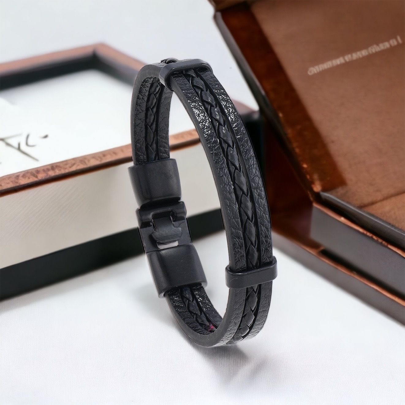MYKI Handsome Leather Bracelet (MKMBR144BLACK)