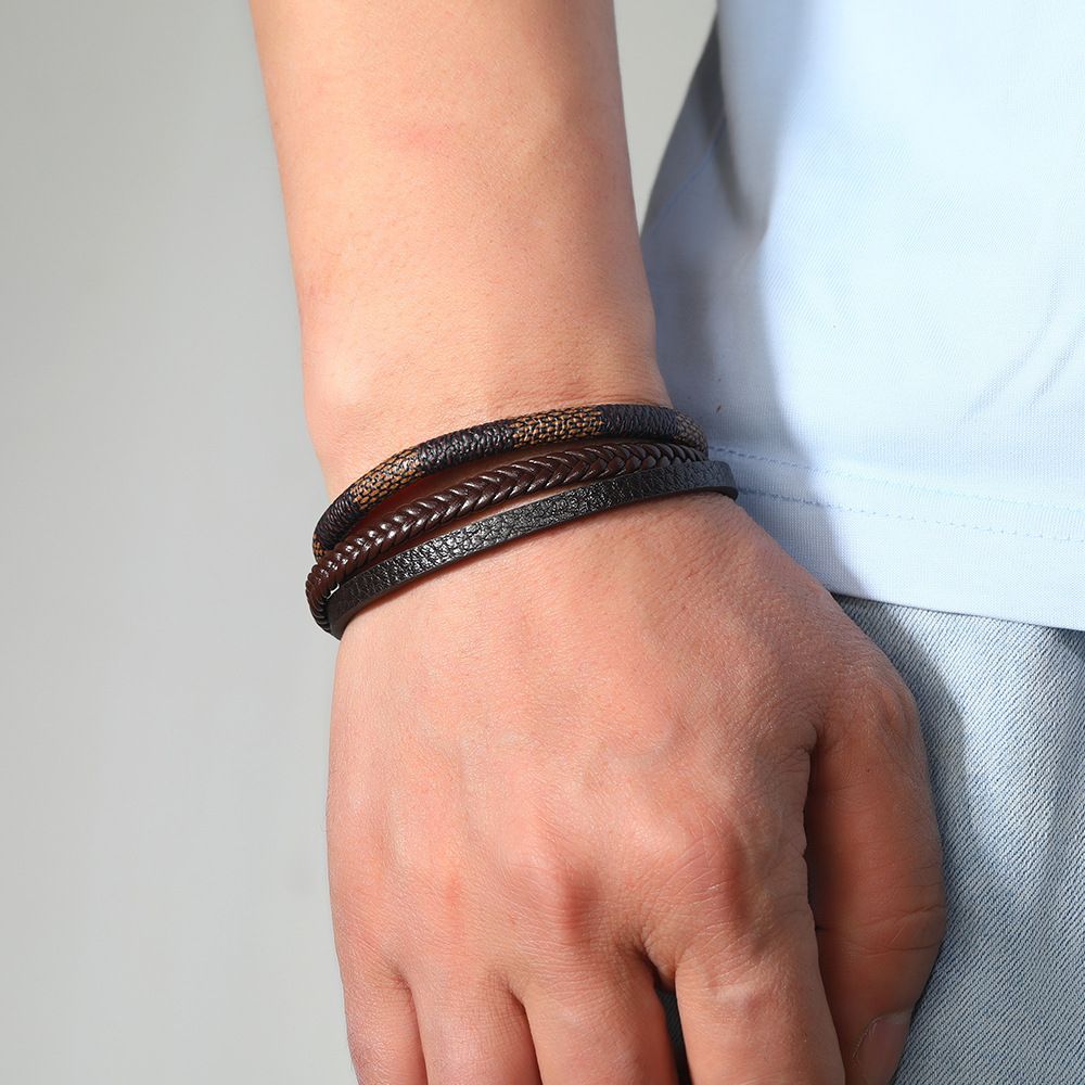 MYKI Trendy Leather Bracelet (MKMBR145BROWN)