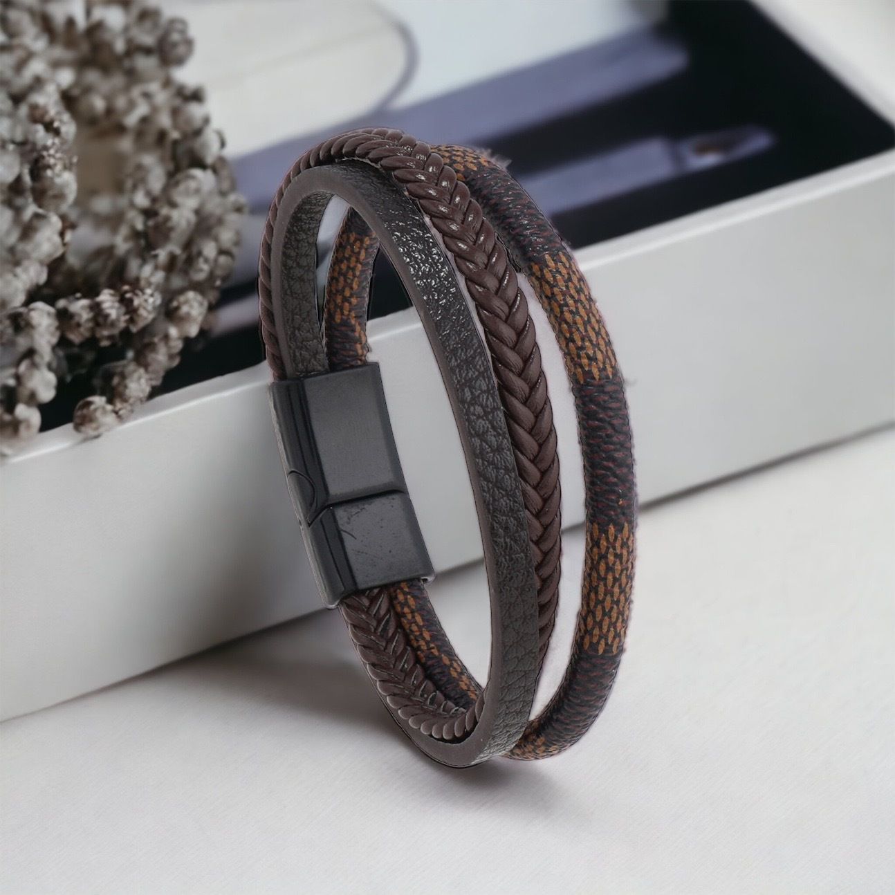 MYKI Trendy Leather Bracelet (MKMBR145BROWN)