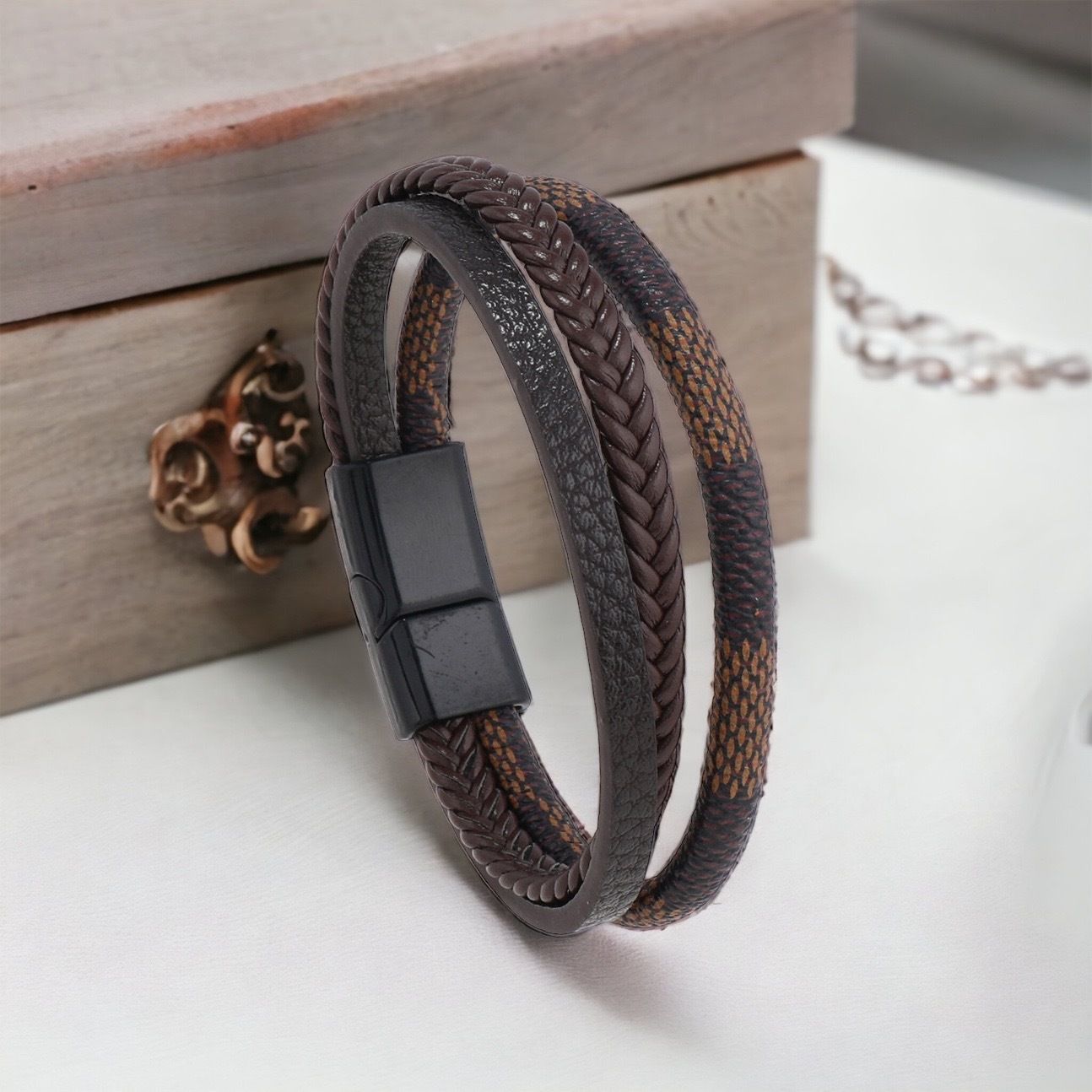 MYKI Trendy Leather Bracelet (MKMBR145BROWN)