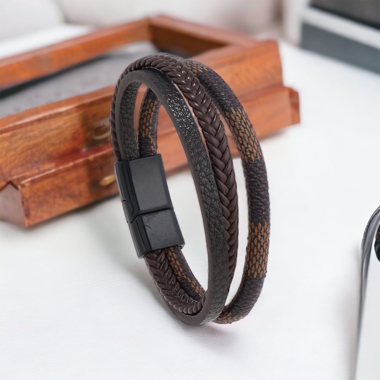 MYKI Trendy Leather Bracelet (MKMBR145BROWN)
