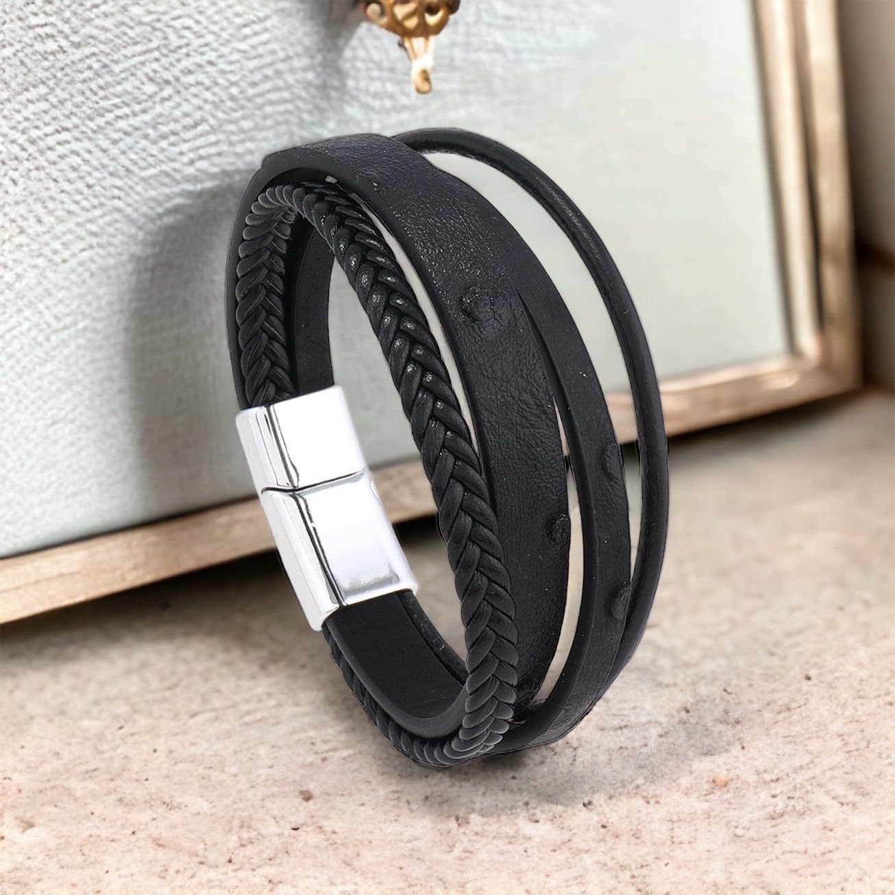 MYKI Multi Layered Leather Bracelet (MKMBR148BLACK)