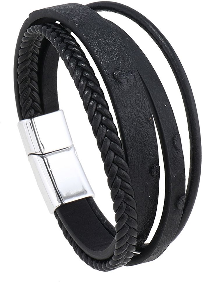 MYKI Multi Layered Leather Bracelet (MKMBR148BLACK)