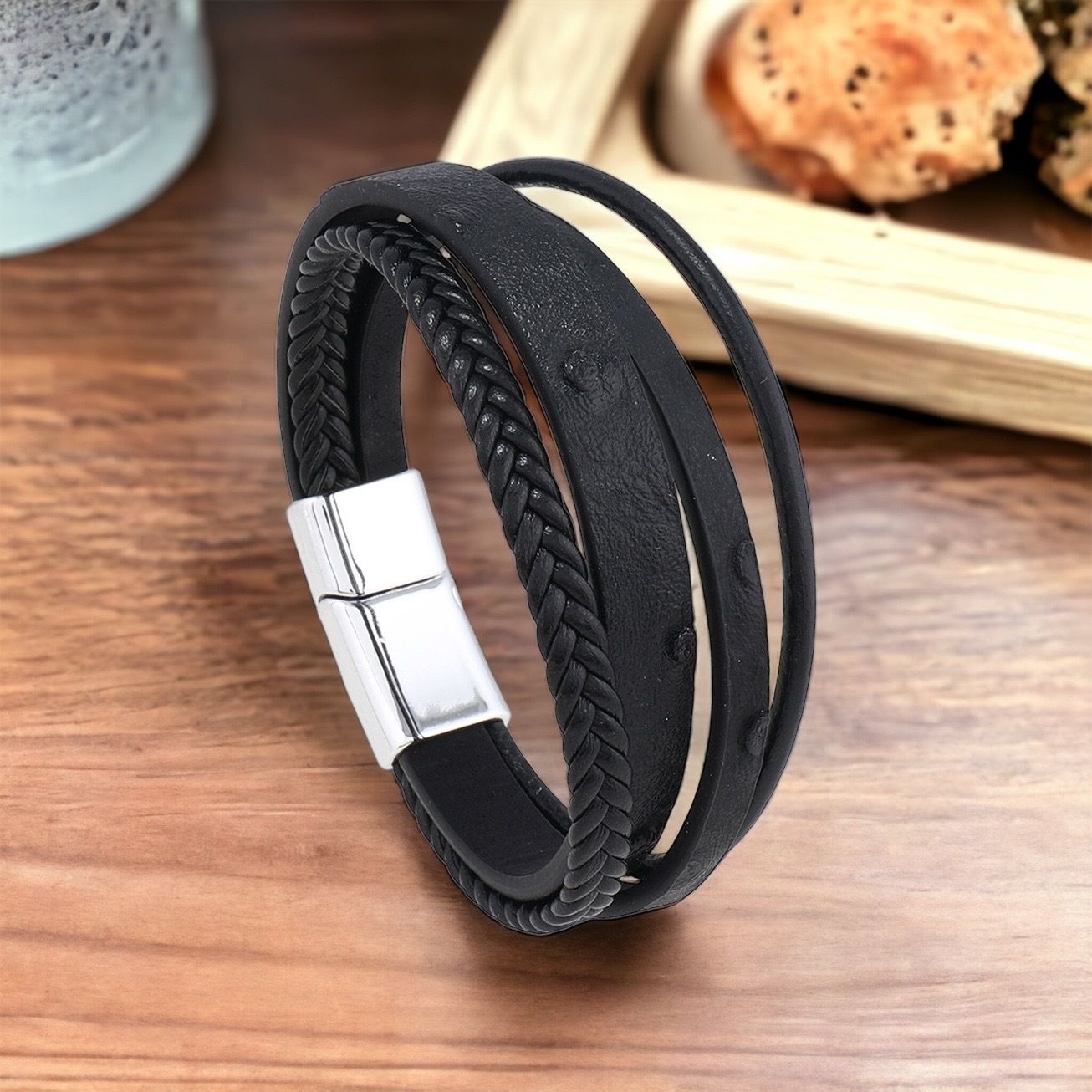 MYKI Multi Layered Leather Bracelet (MKMBR148BLACK)