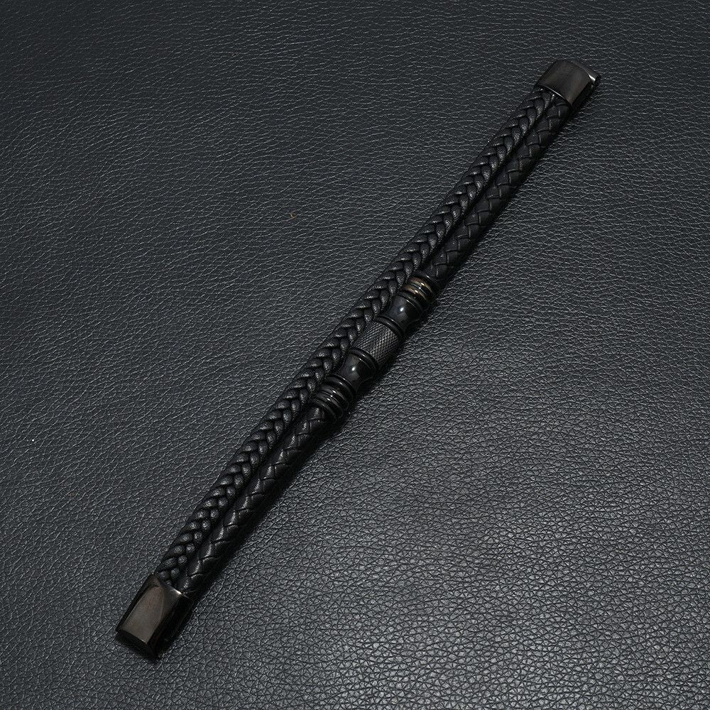 MYKI Party Leather Bracelet (MKMBR149BLACK-TWIN)