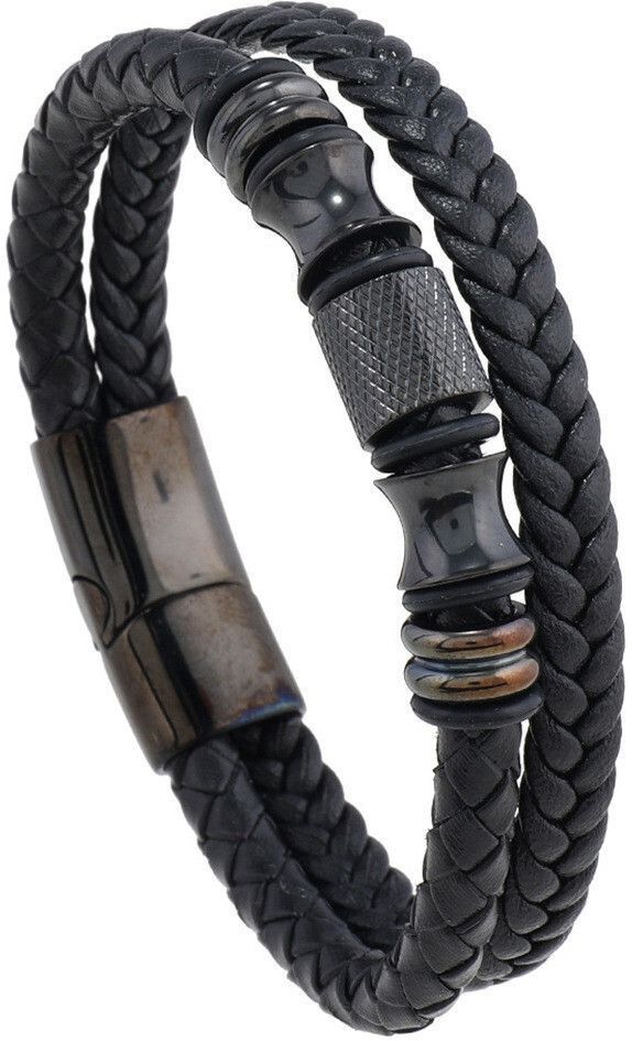 MYKI Party Leather Bracelet (MKMBR149BLACK-TWIN)