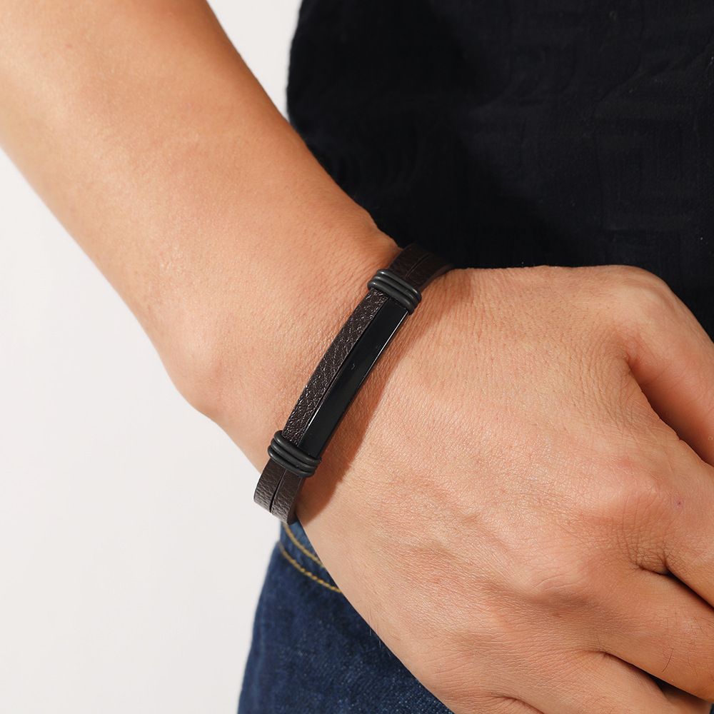 MYKI Casual Leather Bracelet (MKMBR150BLACK-TWIN)