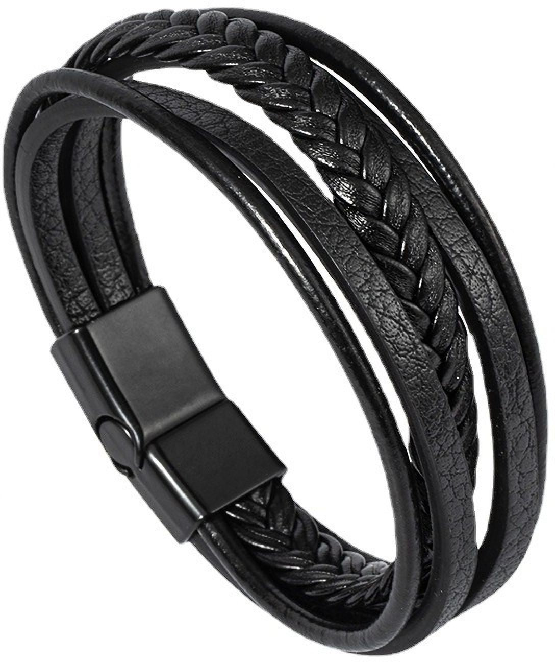 MYKI Smart Multi Layered Leather Bracelet (MKMBR151BLACK)