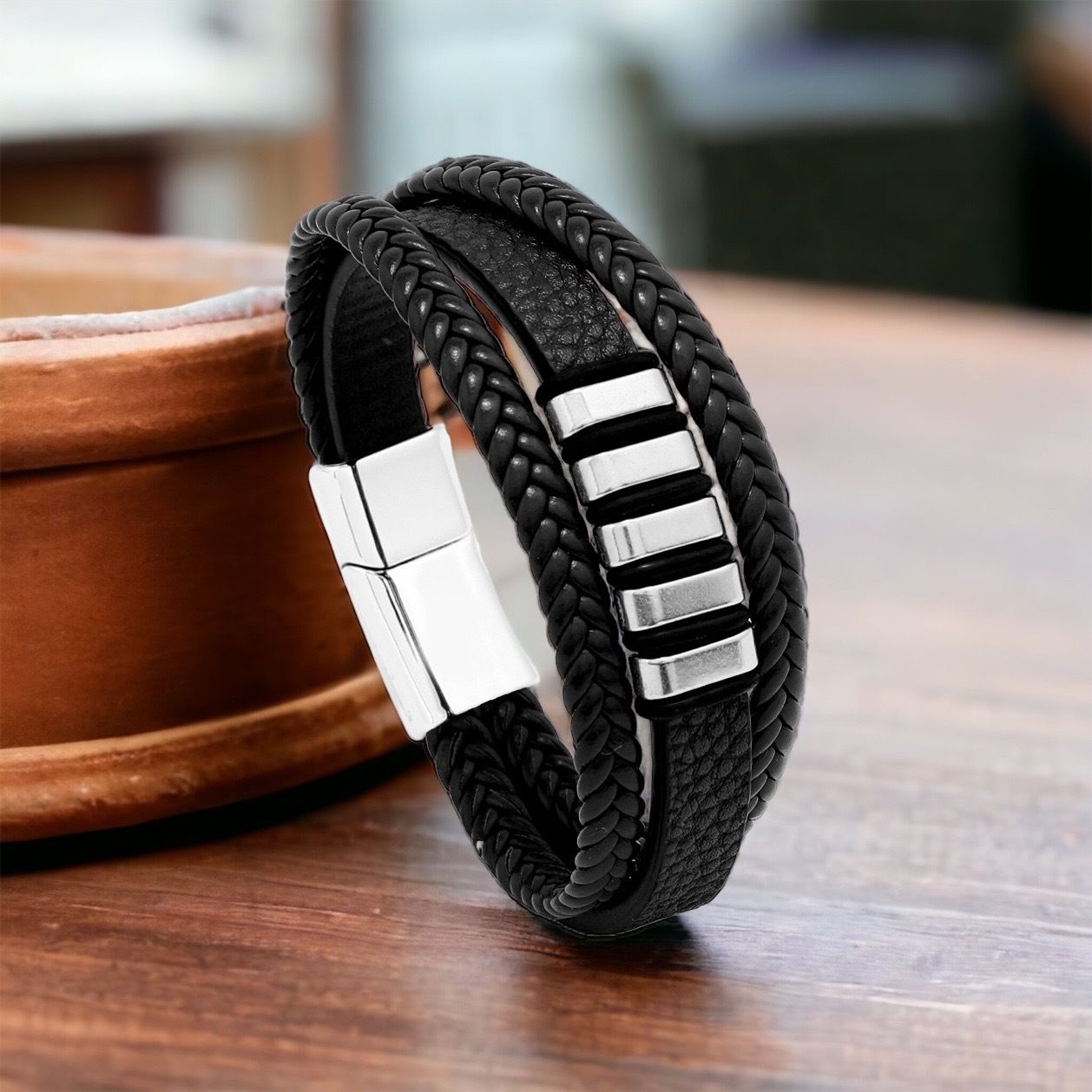 MYKI Rocking Leather Bracelet (MKMBR152BLACK)
