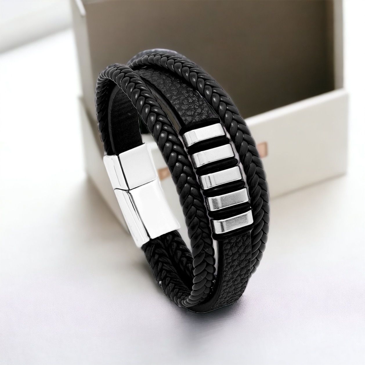 MYKI Rocking Leather Bracelet (MKMBR152BLACK)