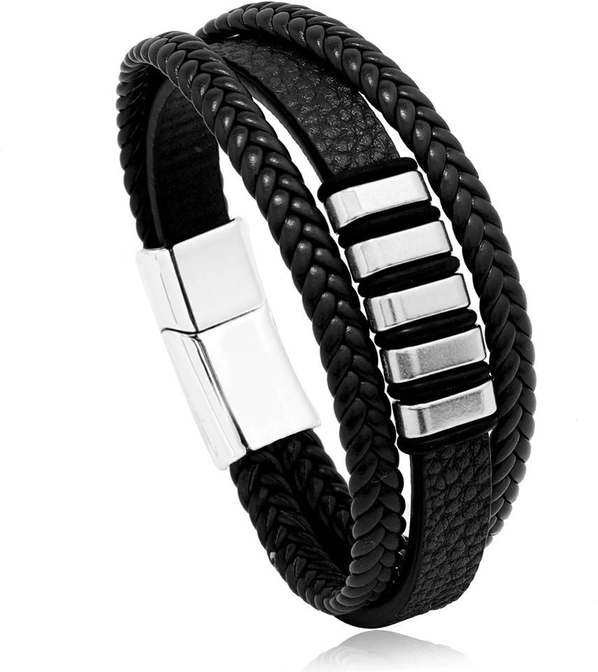 MYKI Rocking Leather Bracelet (MKMBR152BLACK)