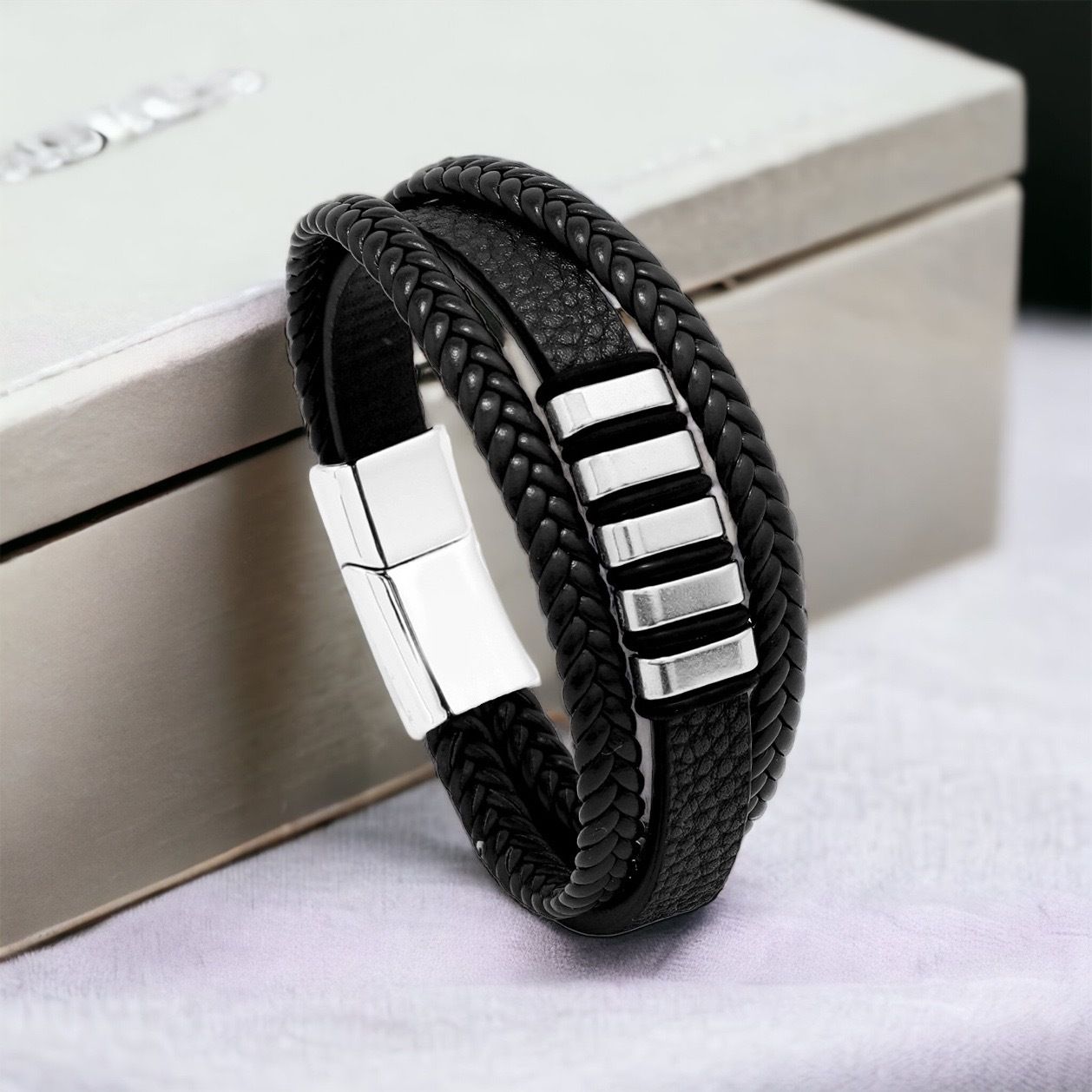 MYKI Rocking Leather Bracelet (MKMBR152BLACK)