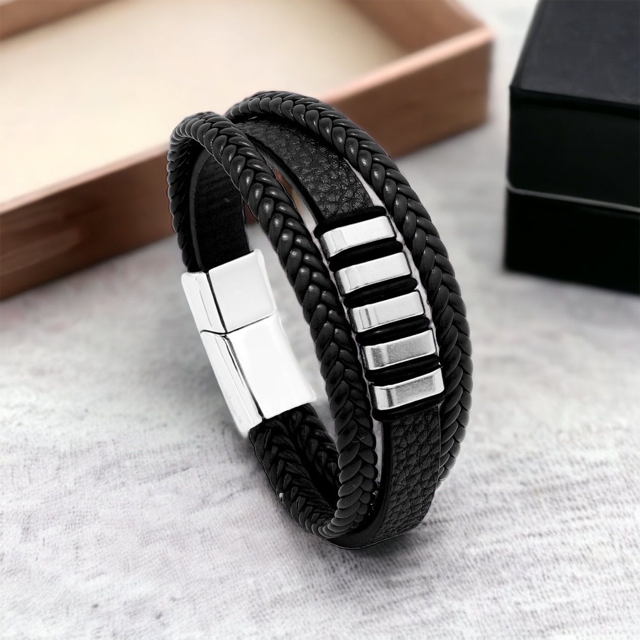 MYKI Rocking Leather Bracelet (MKMBR152BLACK)