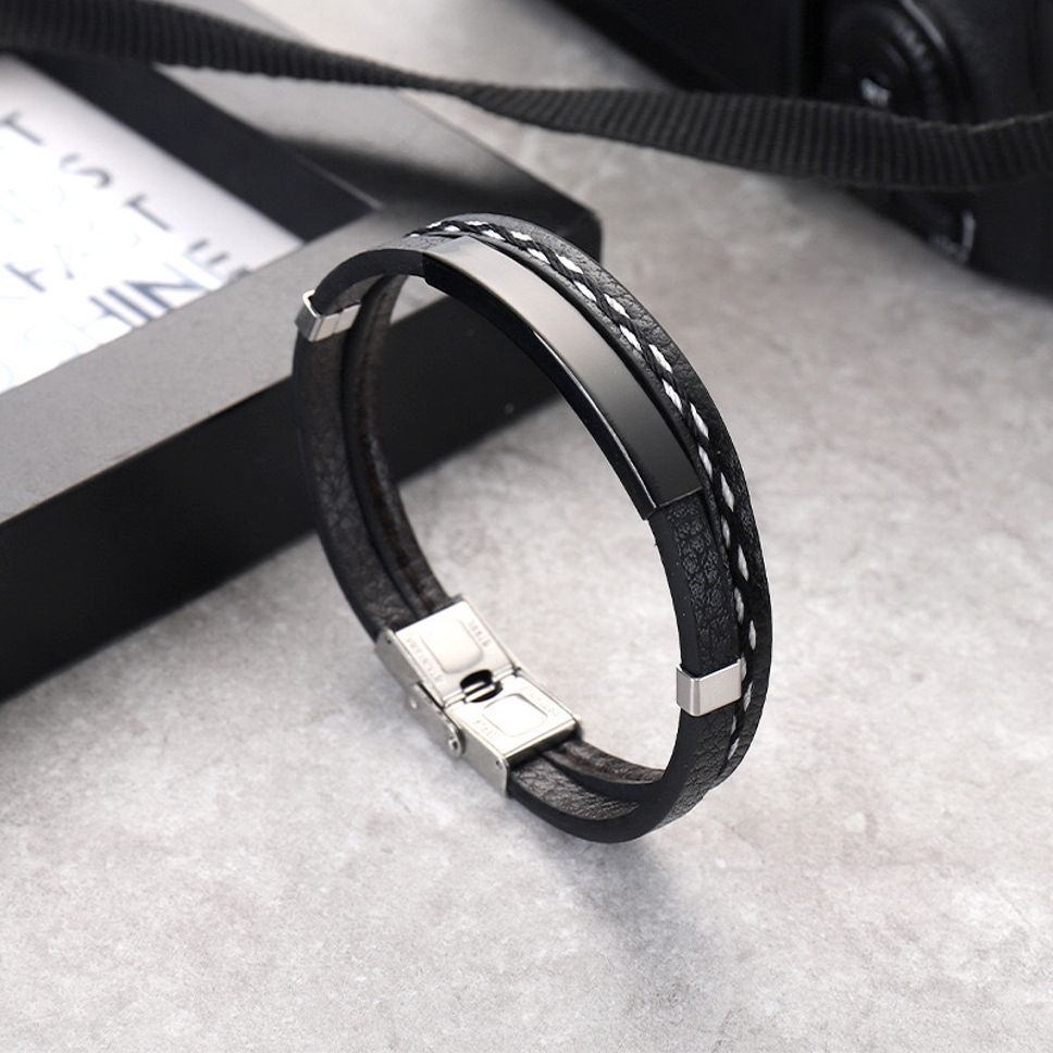 MYKI Casual Leather Bracelet (MKMBR153BLACK)