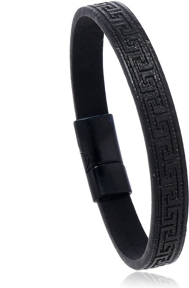 MYKI Dazzling Greek Style Leather Bracelet (MKMBR157BLACK)