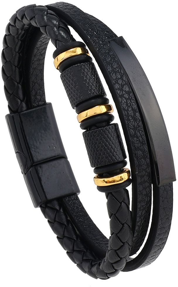 MYKI Stunning Multi Strand Leather Bracelet For Women & Girls (MKMBR158BLACK)