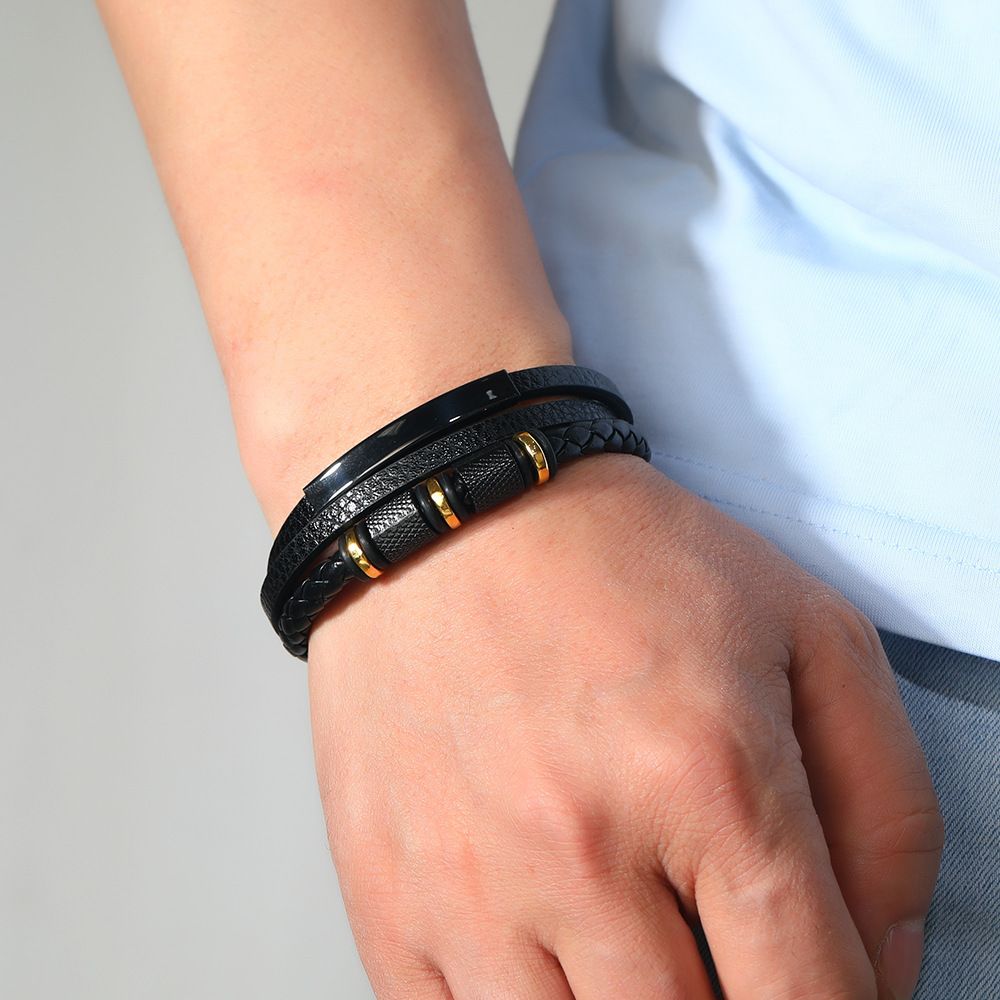 MYKI Stunning Multi Strand Leather Bracelet For Women & Girls (MKMBR158BLACK)