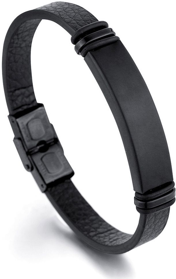 MYKI Smart Casual Full Black Leather Bracelet For Men & Boys For Daily / Party / Gym Wear (MKMBR172)