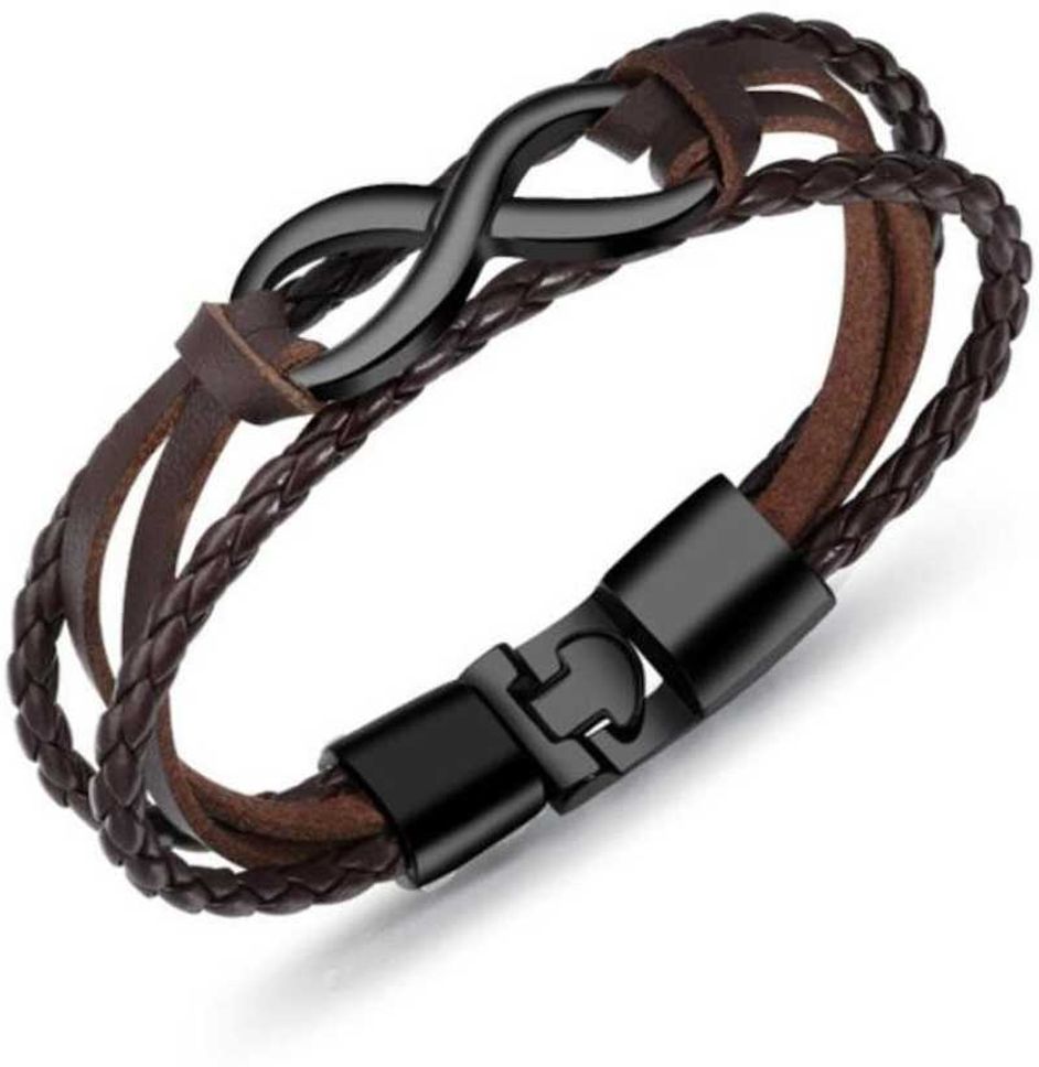 MYKI Infinity Leather Bracelet for Men & Boys (MKMBR132-BROWN-D)