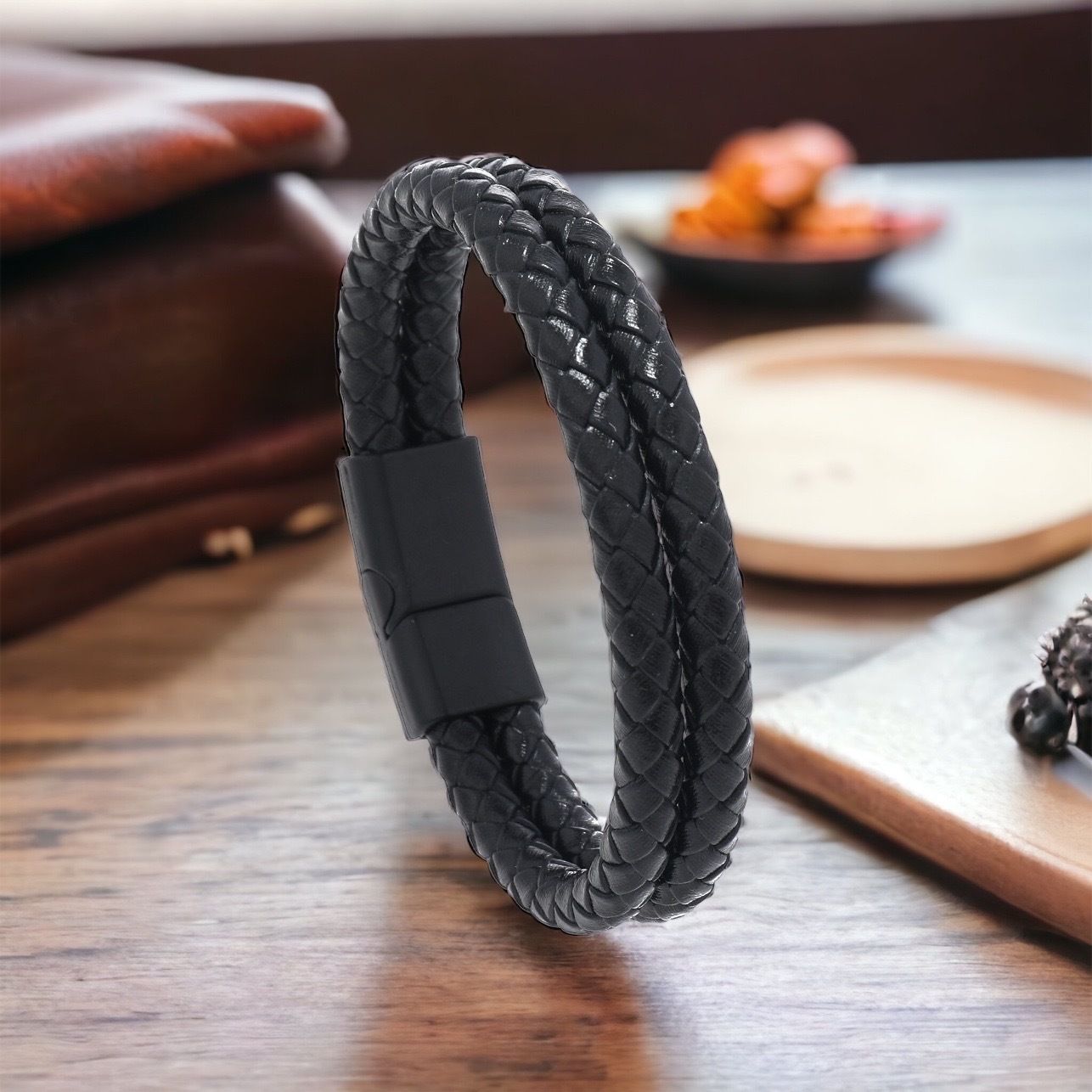 MYKI Stylish Layered Leather Bracelet (MKMBR147)