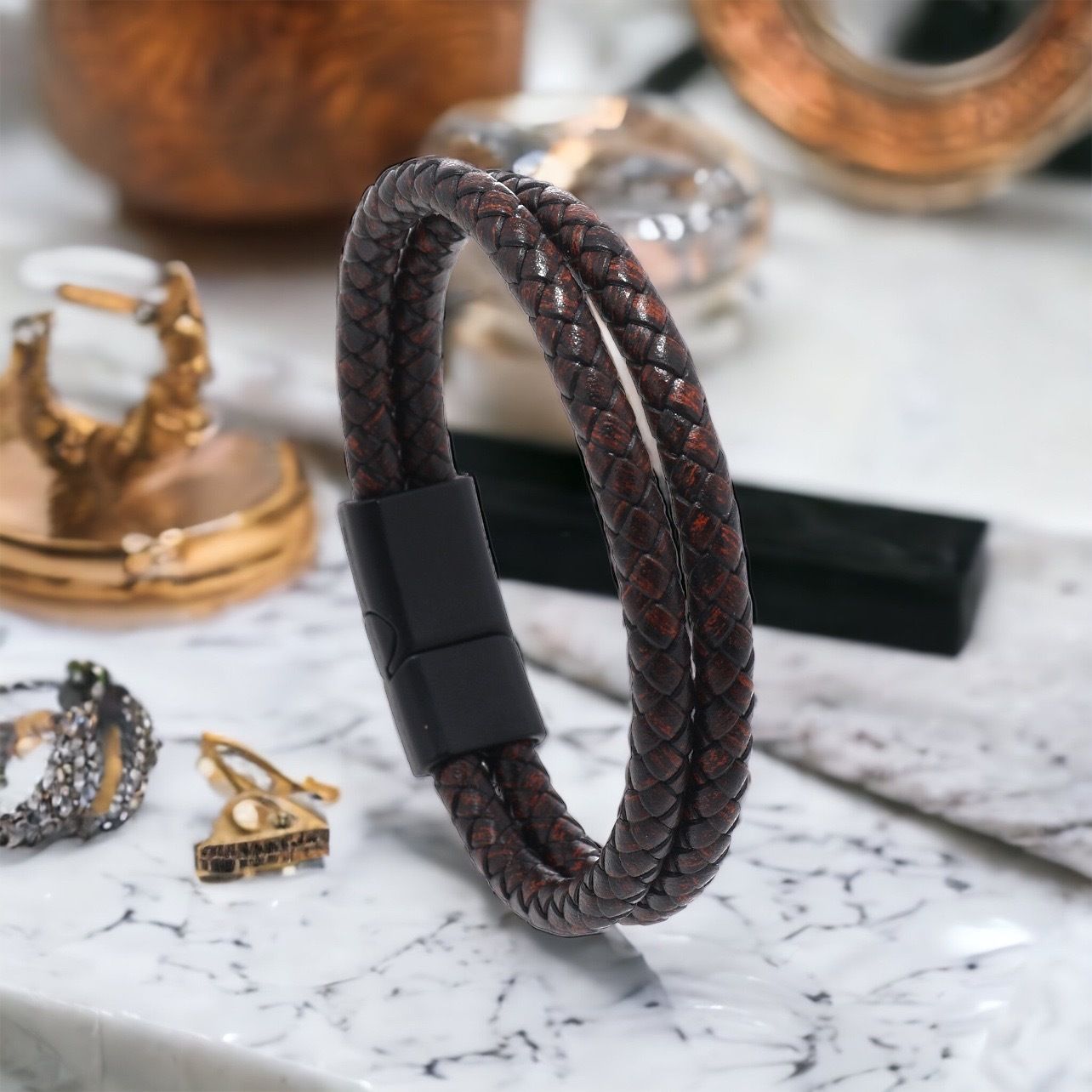MYKI Stylish Layered Leather Bracelet (MKMBR147)