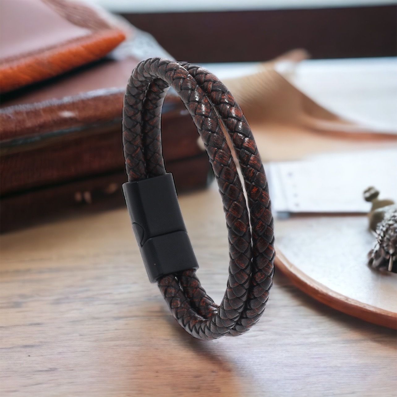 MYKI Stylish Layered Leather Bracelet (MKMBR147)