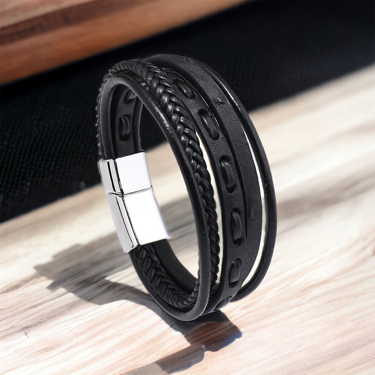 MYKI Dazzling Multi Layered Leather Bracelet (MKMBR156)